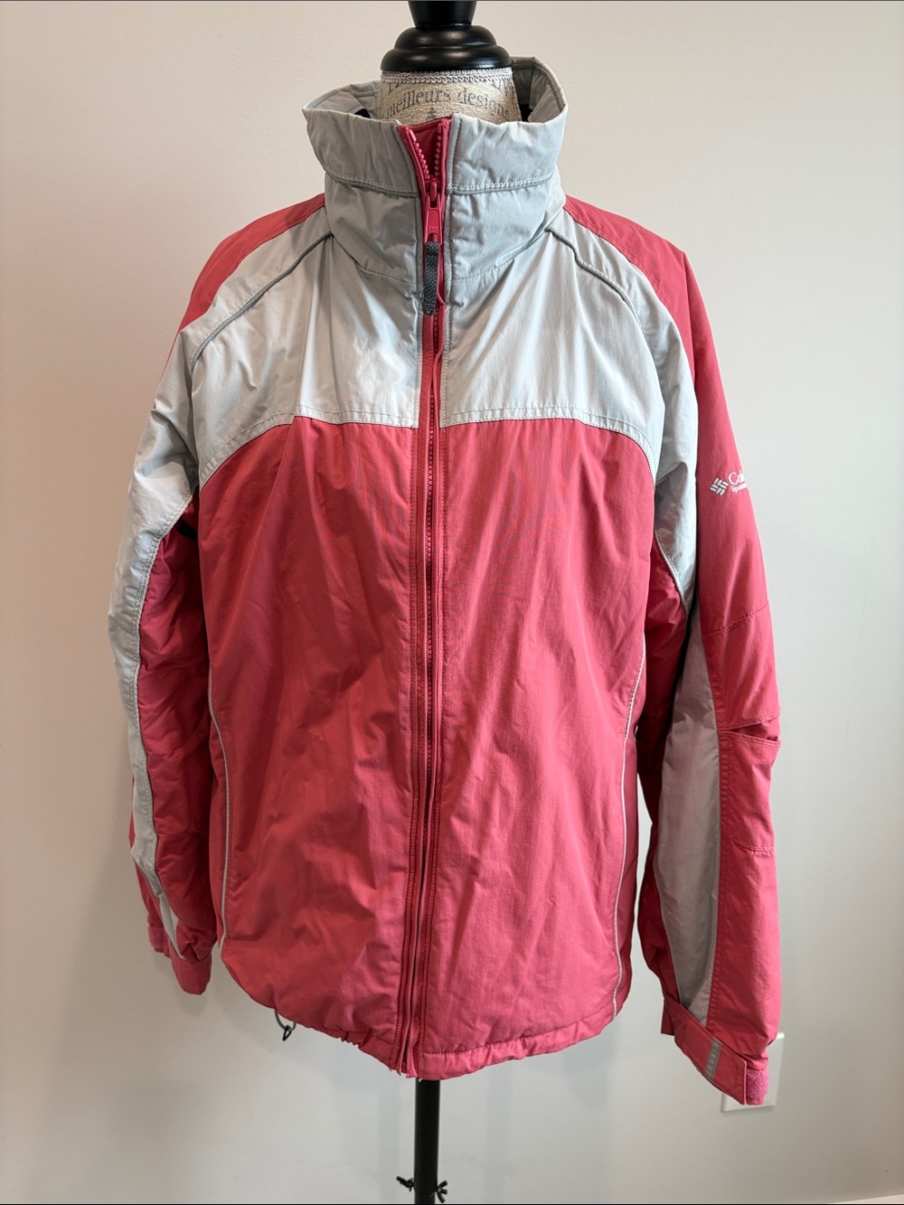 Columbia Women's Pink and Light Gray Colorblock Ski Jacket
